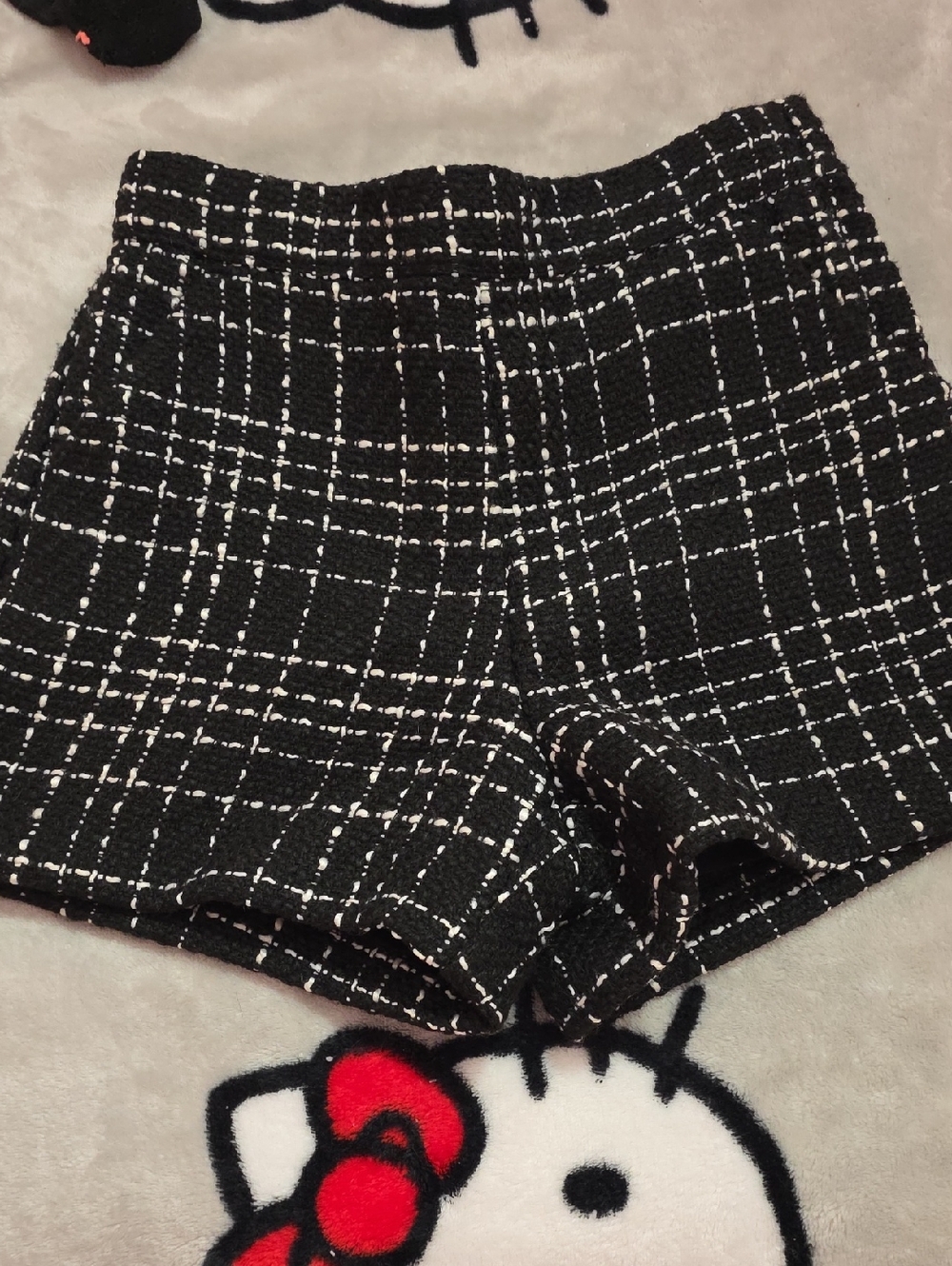 Janie and Jack Black and White Tweed Plaid Shorts
